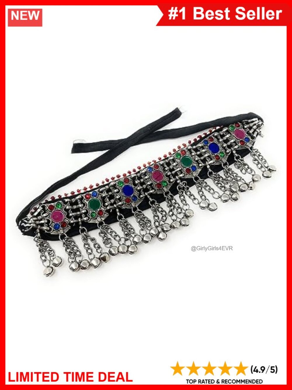 Handmade Oxidized Metal Afghan Tribal Choker Necklace Statement Jewelry